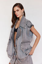 Darcy Gri Denim Mini Etek - 2
