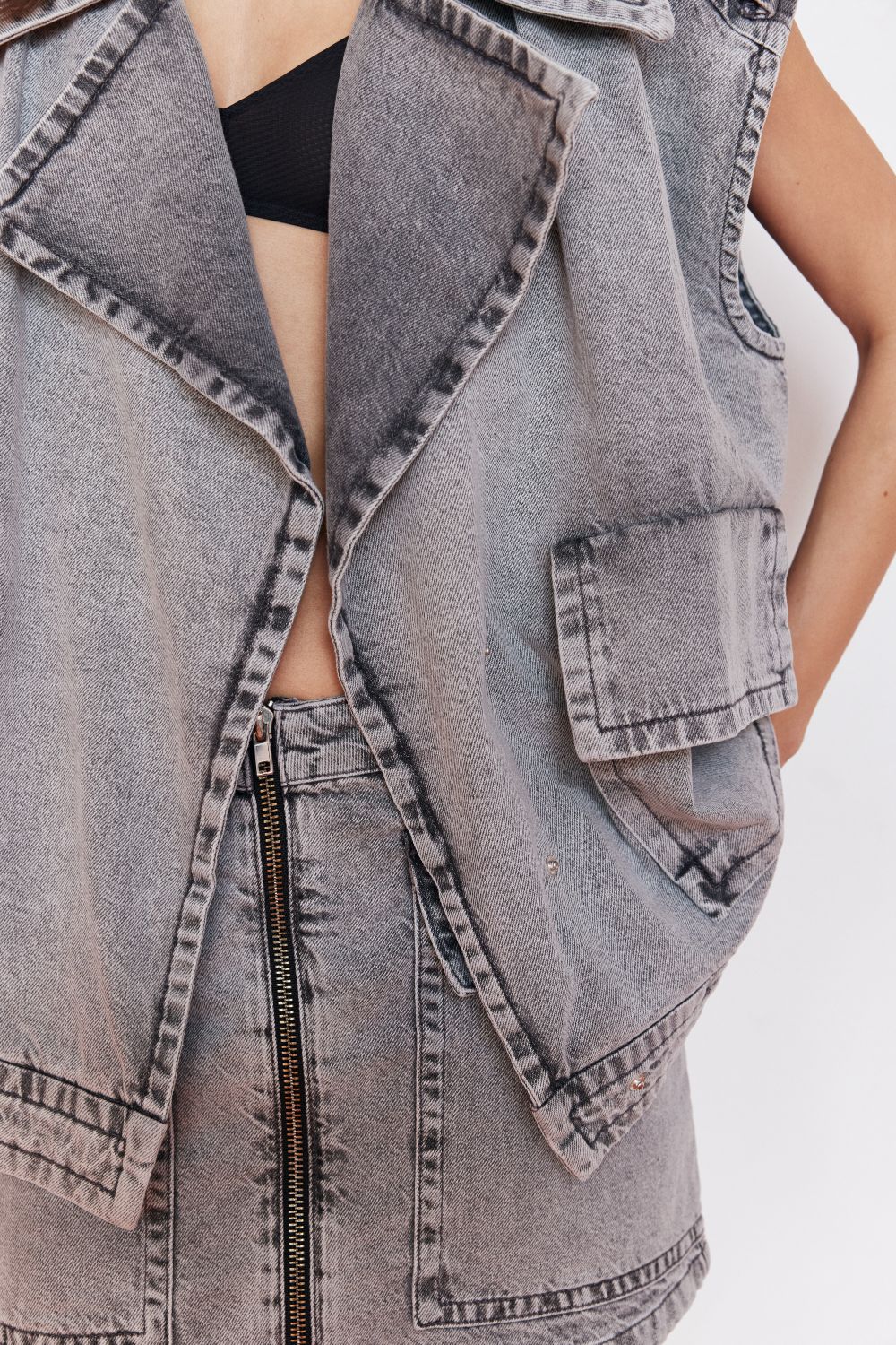 Darcy Gri Denim Yelek - 2