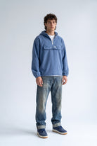 Yarım Fermuarlı Kapüşonlu Polar Sweatshirt, Koyu Mavi - 2