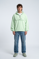 Yarım Fermuarlı Kapüşonlu Polar Sweatshirt, Yeşil - 0