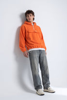 Yarım Fermuarlı Kapüşonlu Polar Sweatshirt, Turuncu - 1