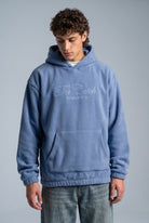 Kapüşonlu Kanguru Cepli Nakışlı Sweatshirt, Koyu Mavi - 2