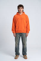 Kapüşonlu Kanguru Cepli Nakışlı Sweatshirt, Turuncu - 0