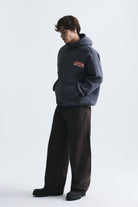 Yıkamalı Oversize Kapüşonlu Sweatshirt, Füme - 2