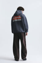 Yıkamalı Oversize Kapüşonlu Sweatshirt, Füme - 5