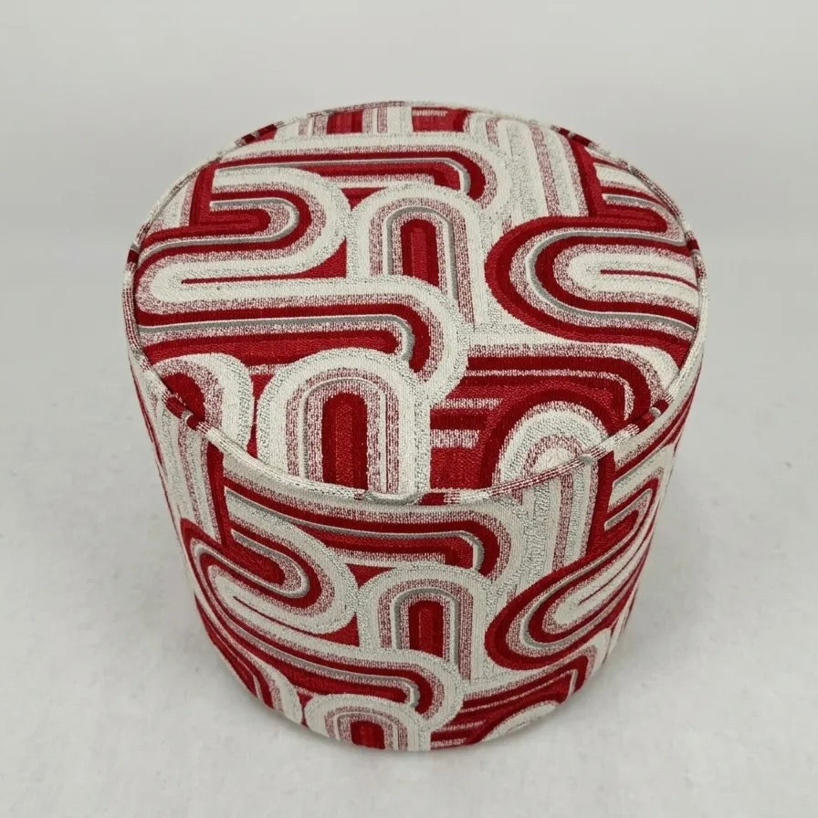 Ruby Puf - Kırmızı Geometrik Desenli - 5