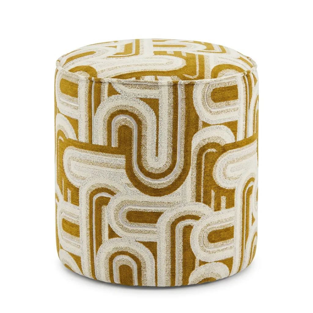 Olea Puf - Hardal Sarısı Geometrik Desenli - 1
