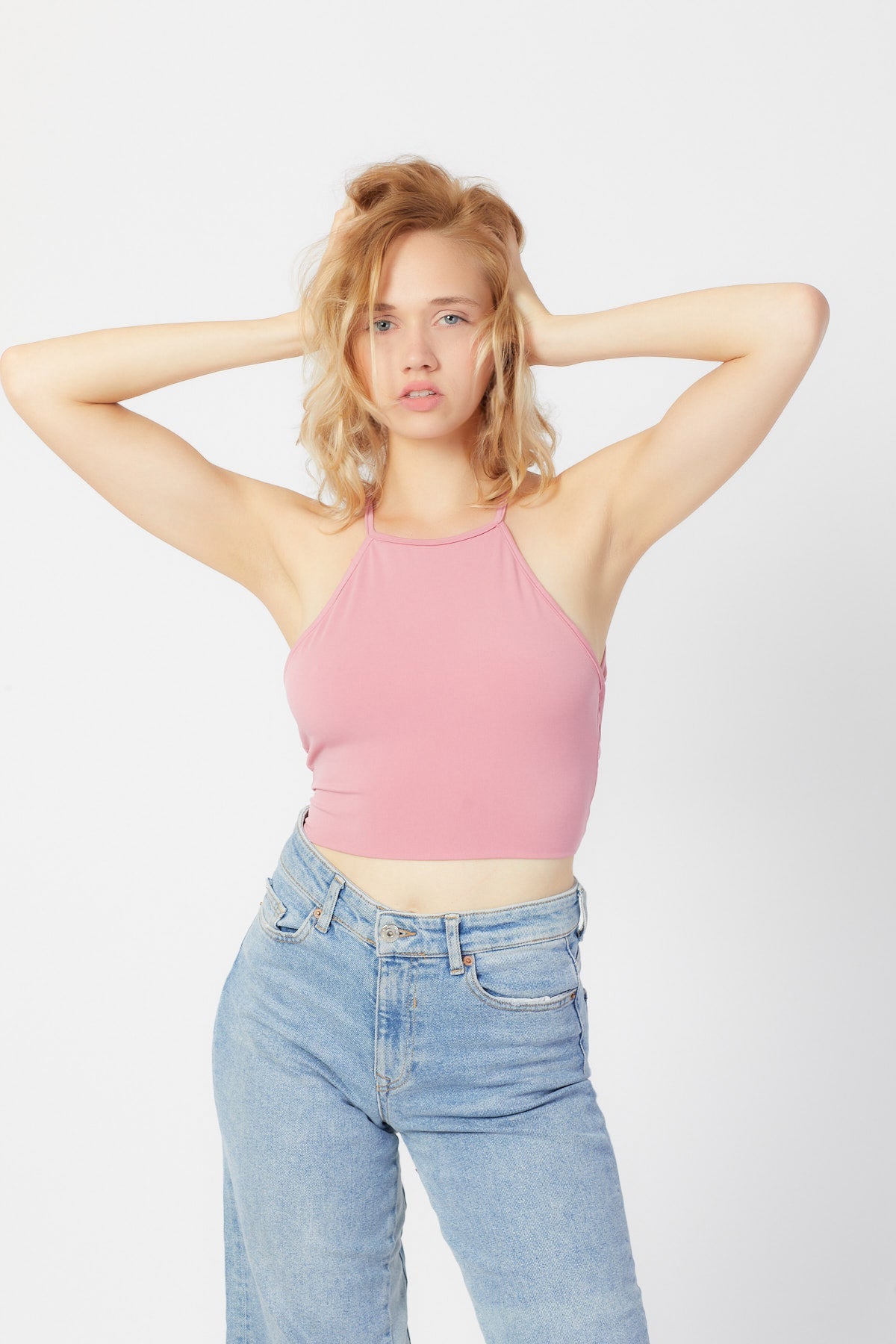 Sırtı Açık Crop Top | Pembe