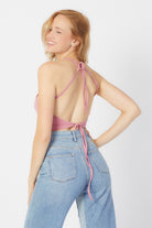 Sırtı Açık Crop Top | Pembe