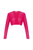 Peraluna Butterfly Bolero File Örgü Uzun Kol Triko Kadın Bolero - Magenta Pembe