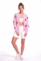 Peraluna Cherry Cardigan Organik Pamuk Kadın Hırka - Pembe