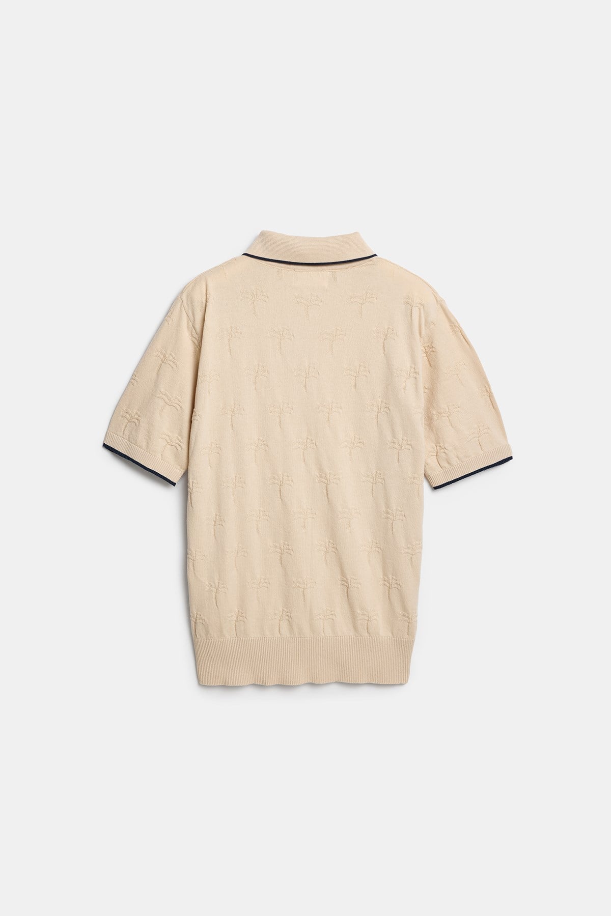 Peraluna Desert Palm Polo, Palmiye Desenli Polo Yaka Triko Tişört - Krem