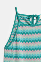 Peraluna Frizante Elbise, Halter Yaka Uzun Yazlık Elbise - Pembe Mavi Multi