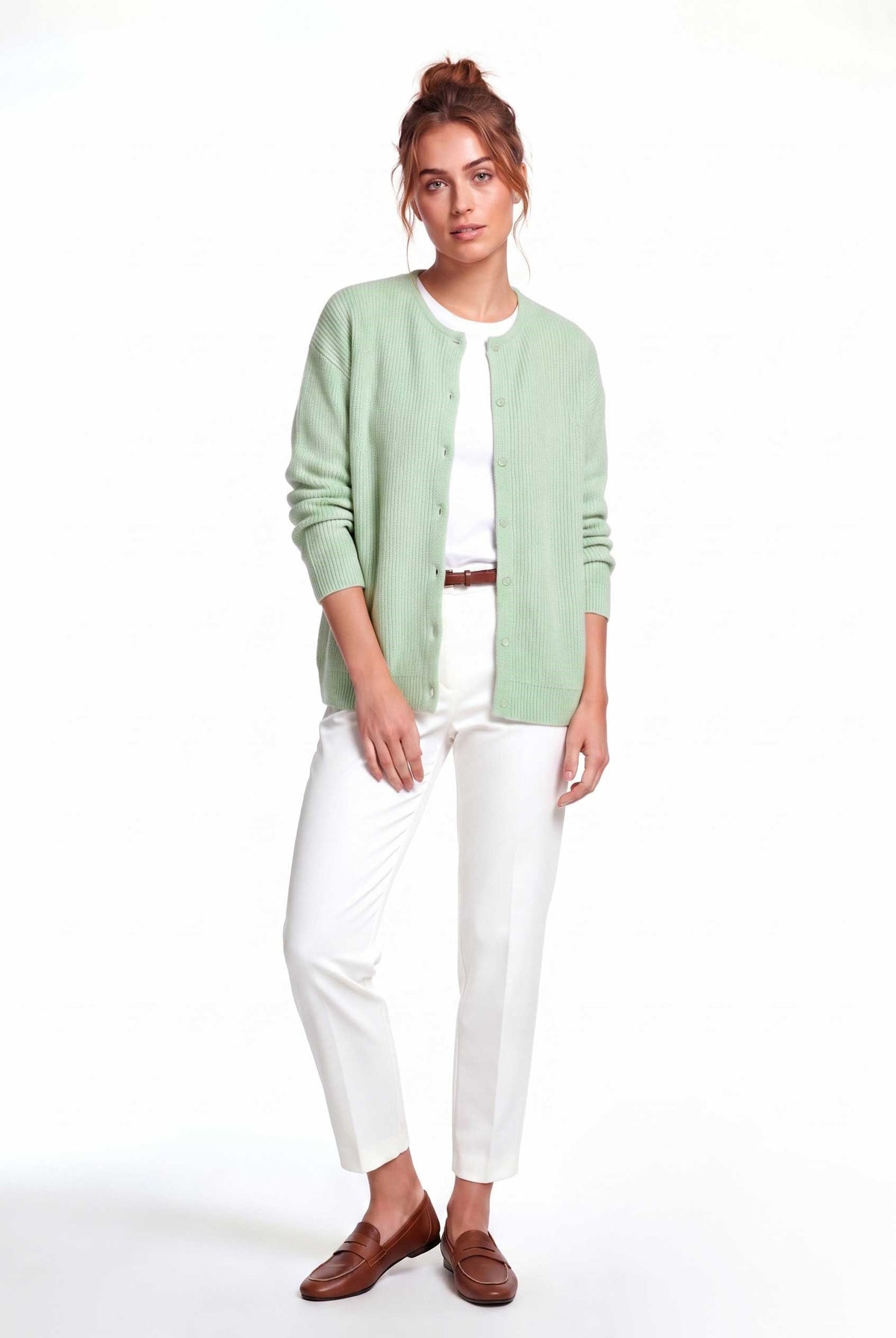 Peraluna Latina Cardigan - Selanik Örgü Kadın Hırka - Nil Yeşili