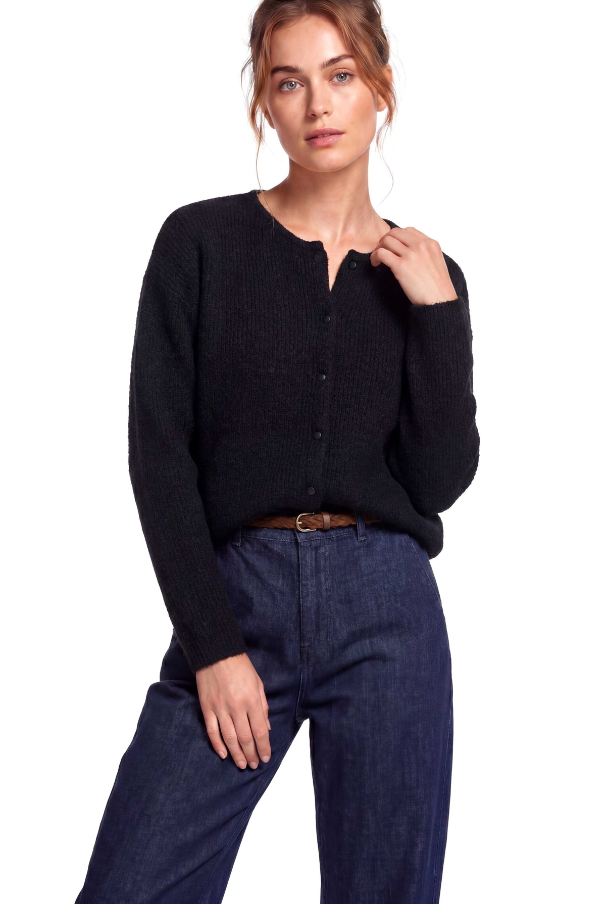 Peraluna Latina Cardigan - Selanik Örgü Kadın Hırka - Siyah