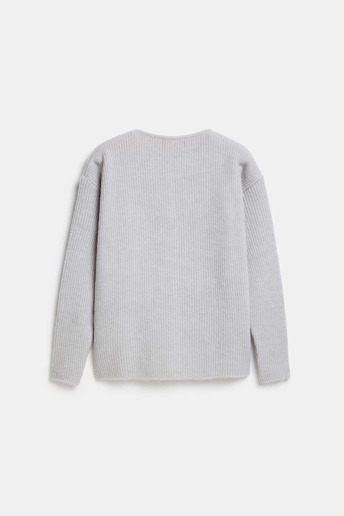 Peraluna Latina Cardigan - Selanik Örgü Kadın Hırka - Açık Gri