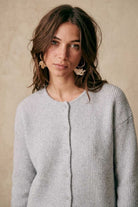 Peraluna Latina Cardigan - Selanik Örgü Kadın Hırka - Açık Gri