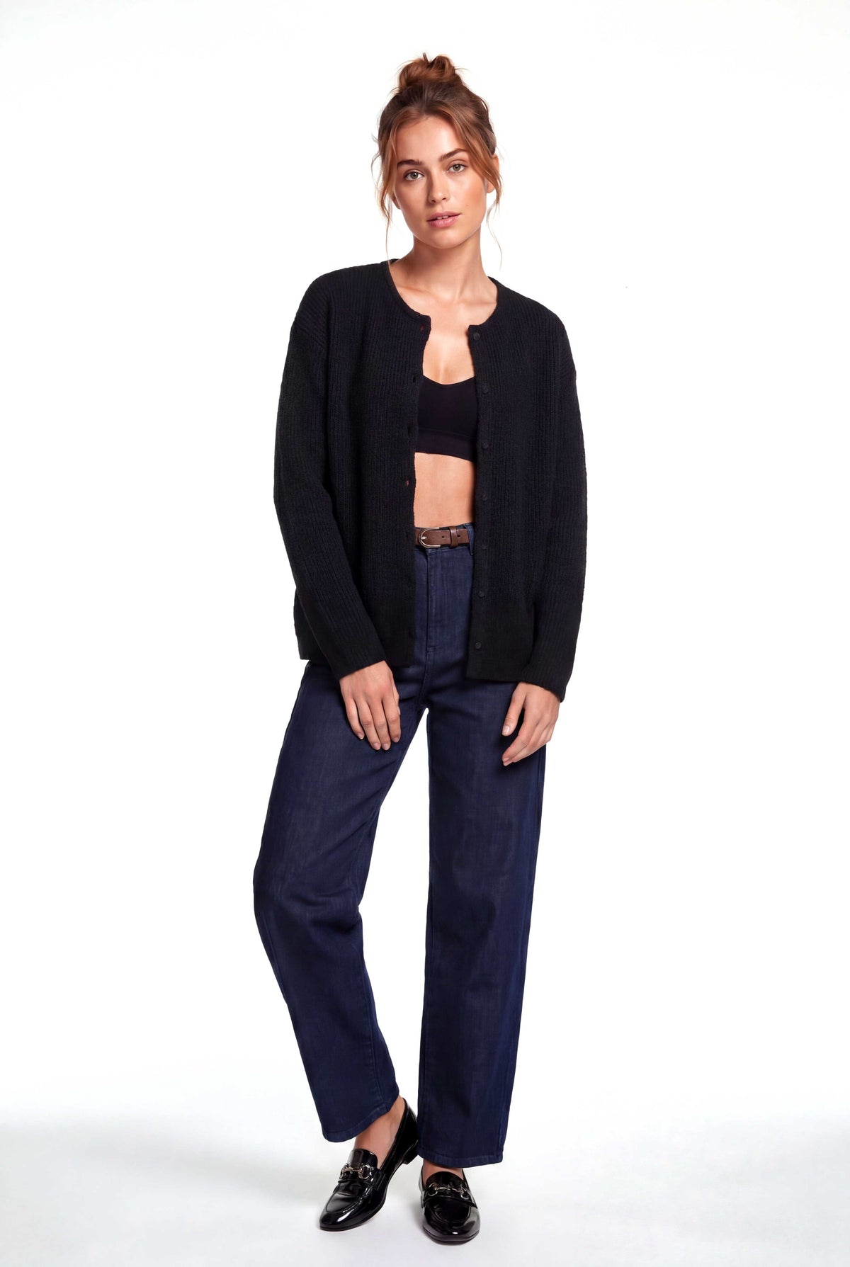 Peraluna Latina Cardigan - Selanik Örgü Kadın Hırka - Siyah