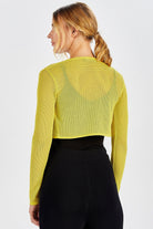 Peraluna Butterfly Bolero File Örgü Uzun Kol Triko Kadın Bolero - Sarı