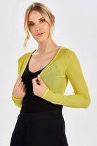 Peraluna Butterfly Bolero File Örgü Uzun Kol Triko Kadın Bolero - Sarı