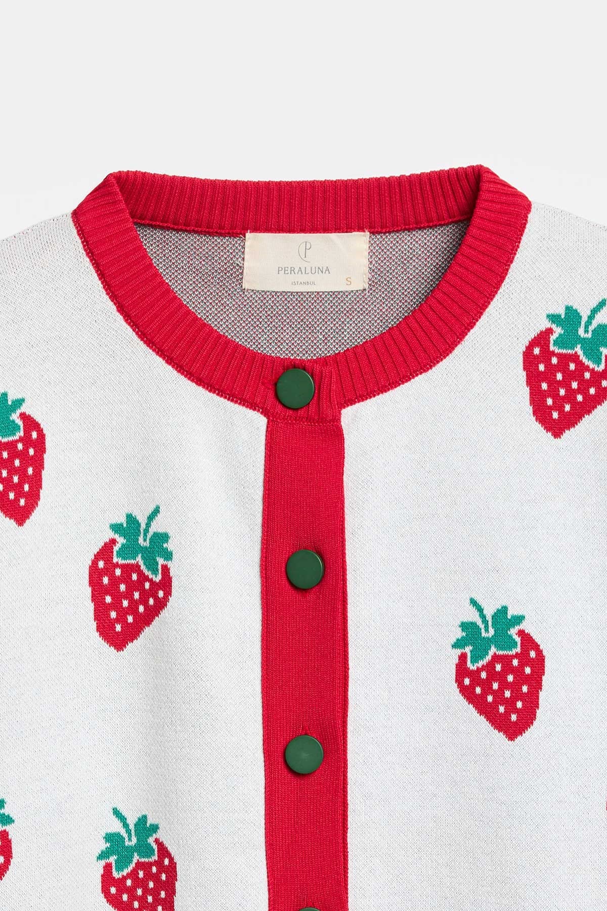 Peraluna Strawberry Hırka, Kadın Triko Hırka - Ekru Multi