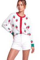 Peraluna Strawberry Hırka, Kadın Triko Hırka - Ekru Multi