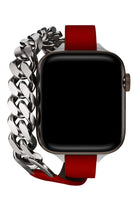 Apple Watch Uyumlu Double Tour Deri Kordon Piros