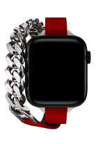 Apple Watch Uyumlu Double Tour Deri Kordon Piros