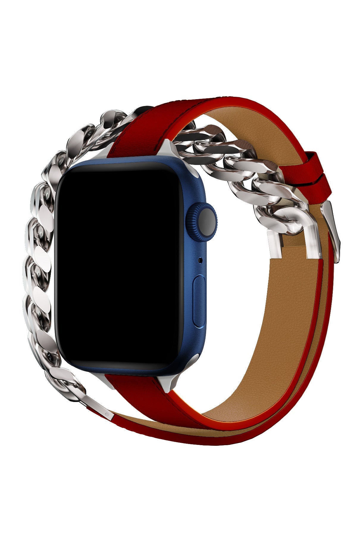 Apple Watch Uyumlu Double Tour Deri Kordon Piros