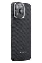 Classic Ultra Slim Yüzük Standlı Iphone 16 Pro Max Magsafe Uyumlu 600D Aramid Fiber Kılıf Siyah