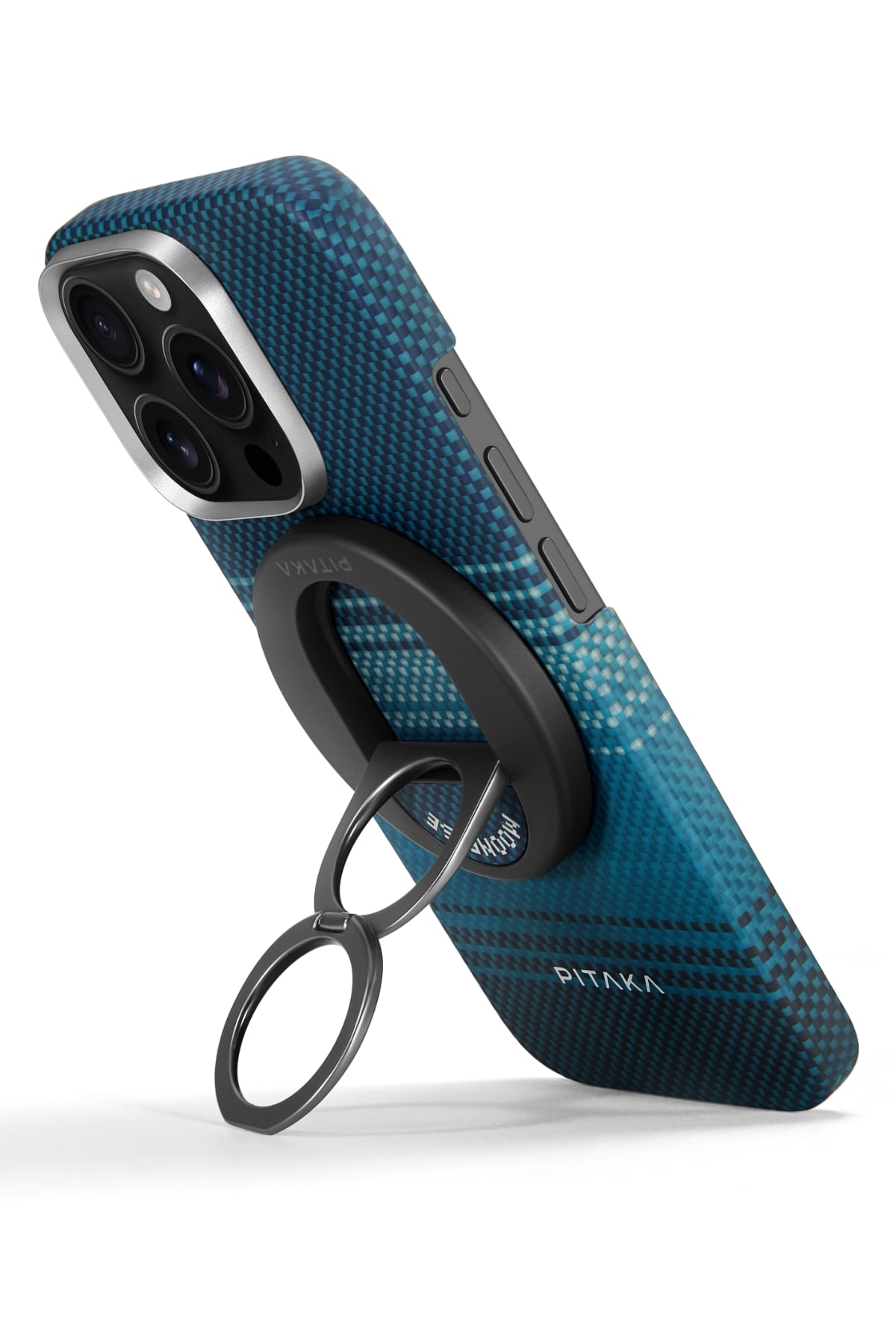 Tactile Woven Yüzük Standlı Iphone 16 Pro Magsafe Uyumlu Aramid Fiber Kılıf Moonrise