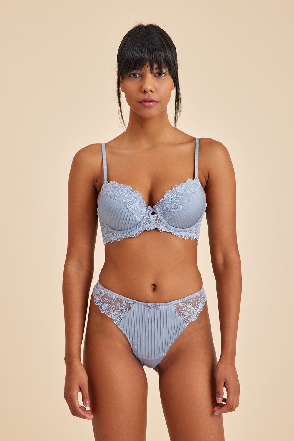 Amarelle-Paris Gri Mavi Dantelli String Külot-Tanga-3-Milagron.com