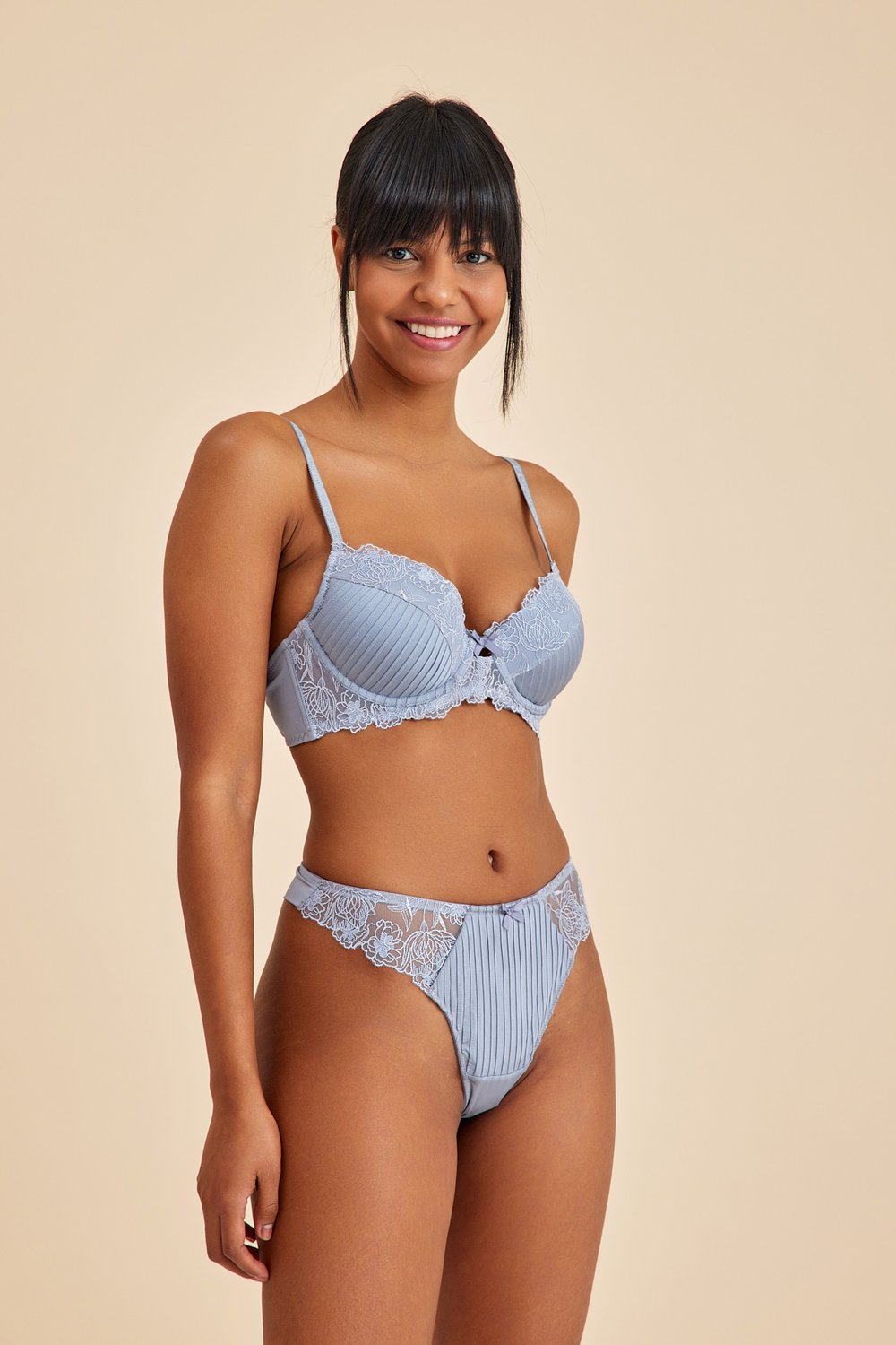 Amarelle-Paris Gri Mavi Dantelli String Külot-Tanga-2-Milagron.com