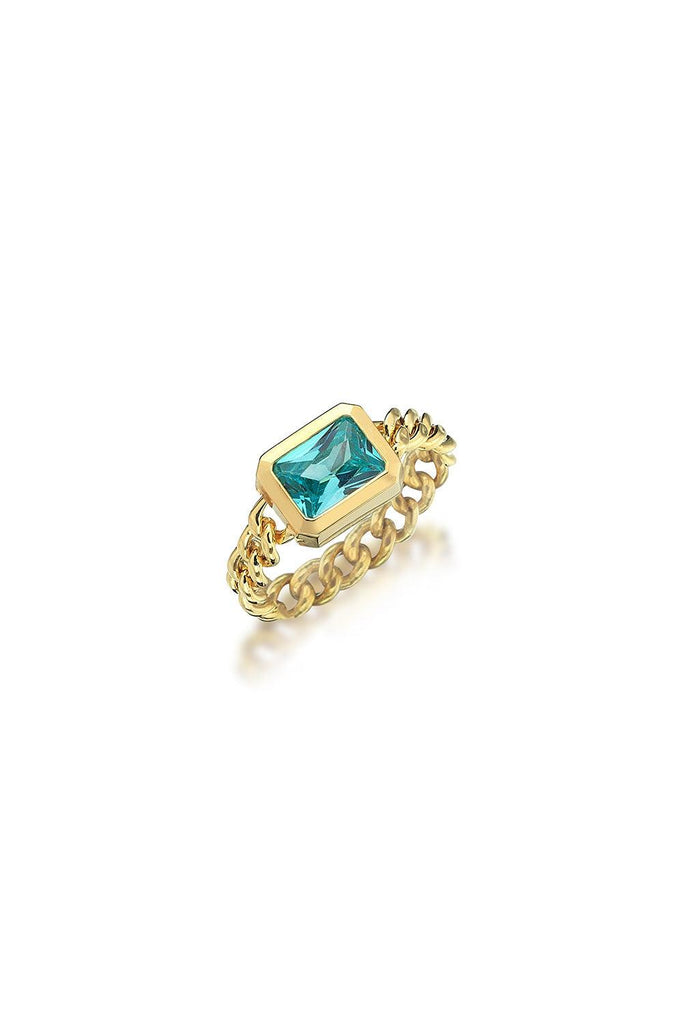 Jurome | Rectangle Ocean Chain Ring | Milagron