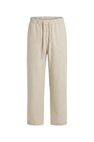Erkek Relaxed Fit Rest Club Linen Pants - Bej