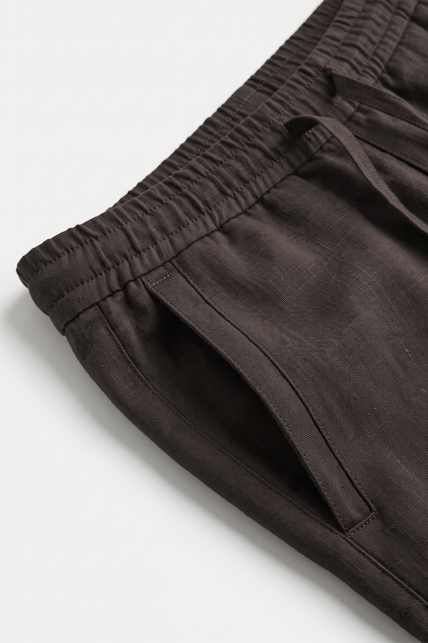 Erkek Relaxed Fit Rest Club Linen Pants - Koyu Kahve