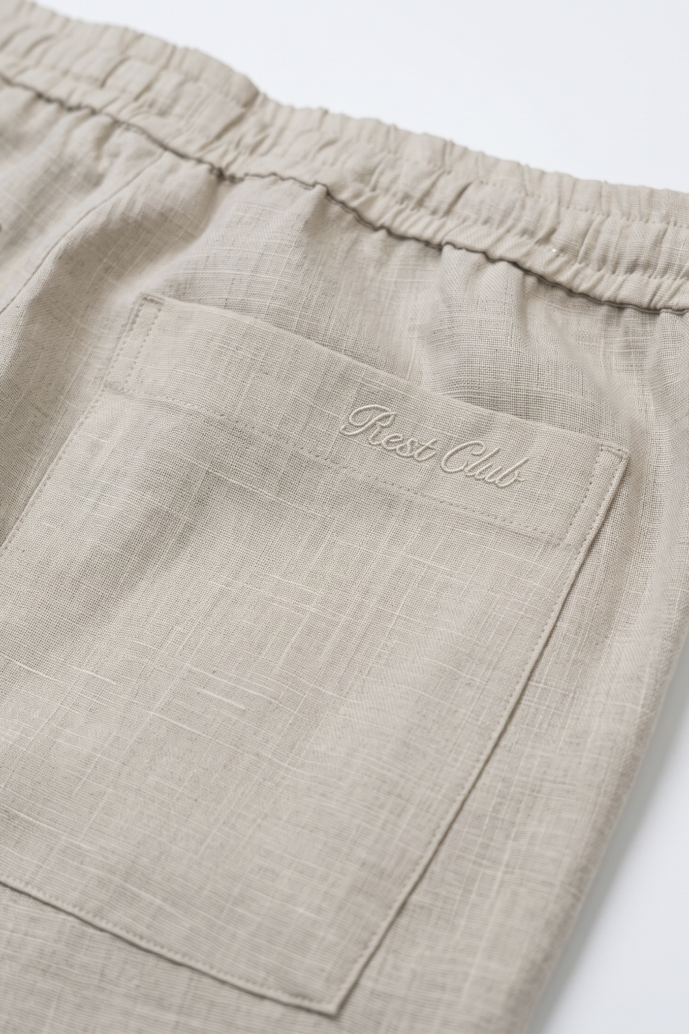 Erkek Relaxed Fit Rest Club Linen Pants - Bej