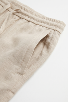 Erkek Relaxed Fit Rest Club Linen Pants - Bej