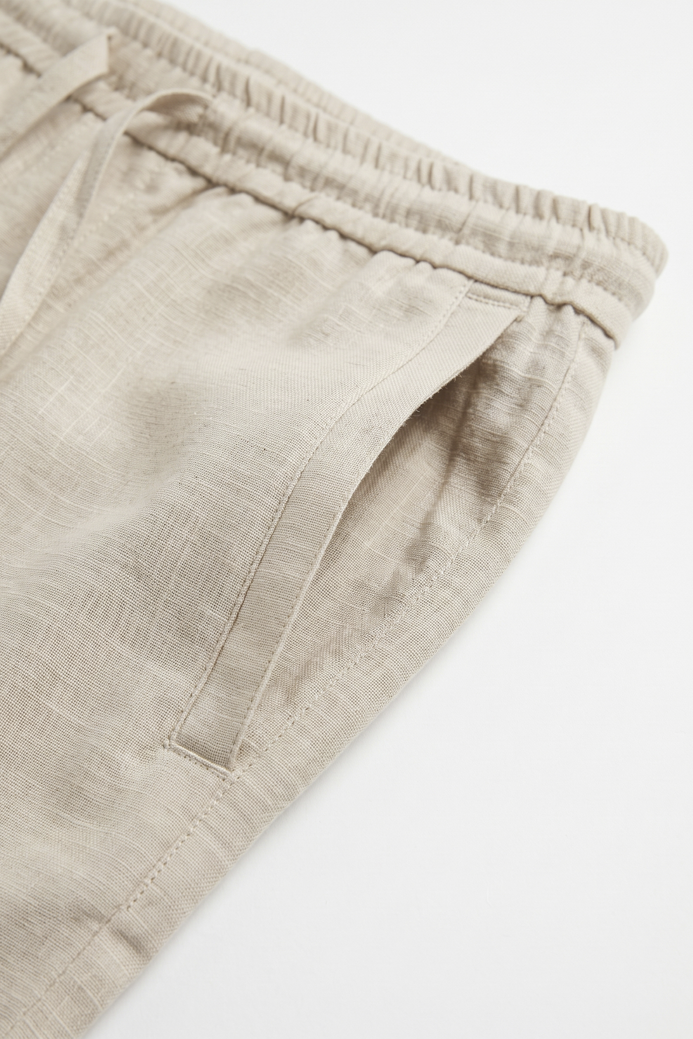 Erkek Relaxed Fit Rest Club Linen Pants - Bej