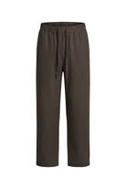 Erkek Relaxed Fit Rest Club Linen Pants - Koyu Kahve