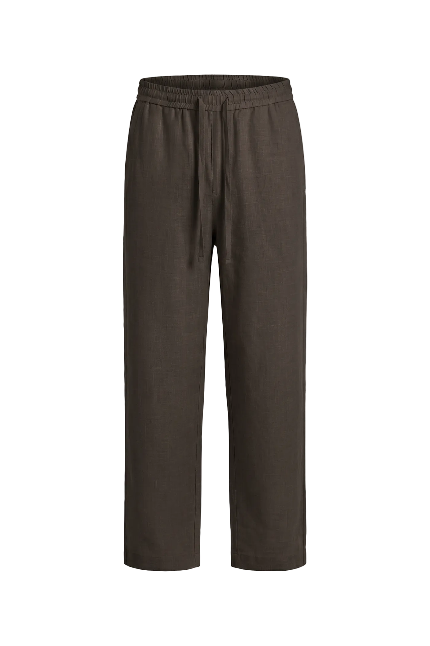 Erkek Relaxed Fit Rest Club Linen Pants - Koyu Kahve