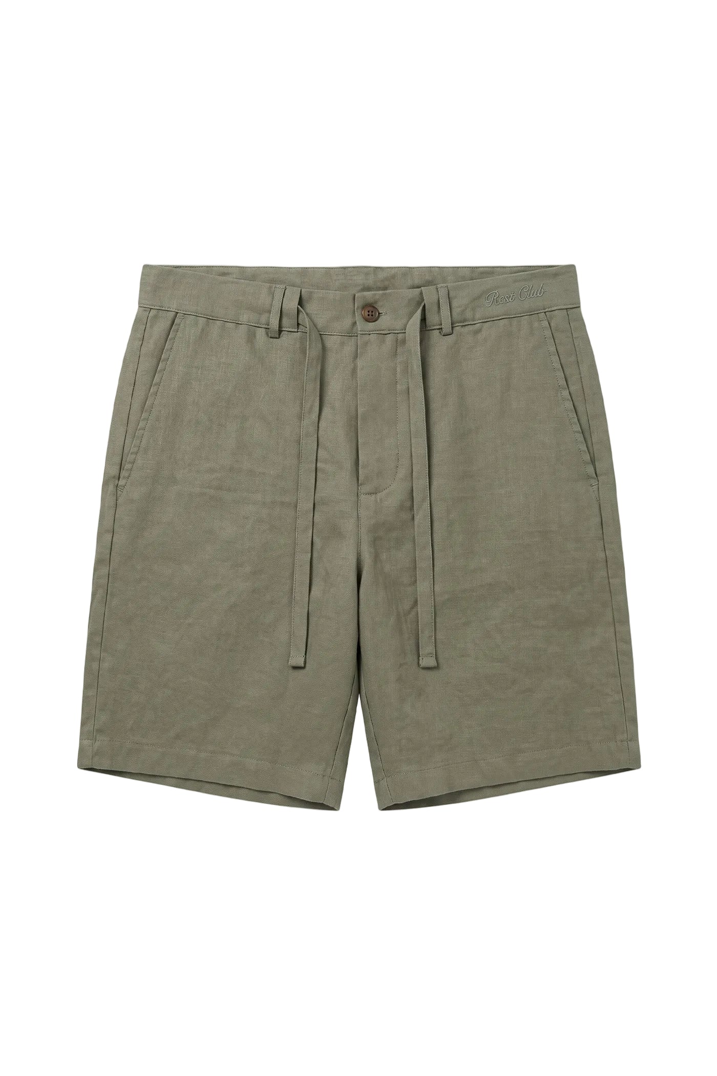 Erkek Relaxed Fit Rest Club Linen Short - Haki