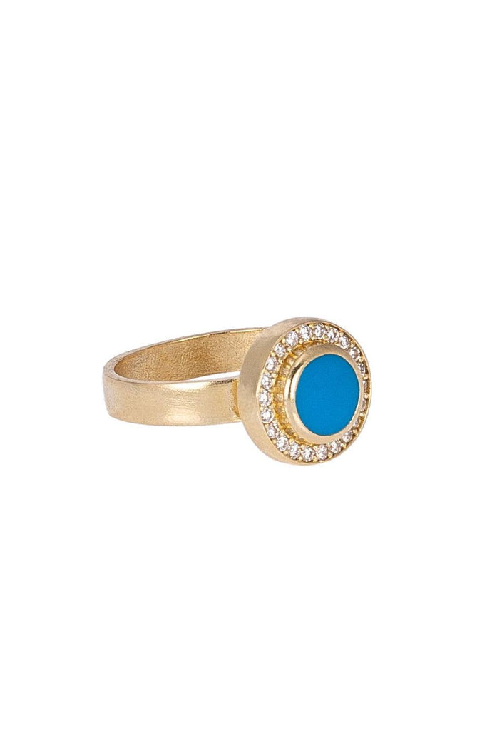 JUJU | Round Ring with Enamel and Stones CRM-953 | Milagron
