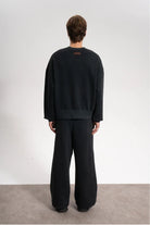 Erkek Oversized Washed Distressed Sweatshirt - Siyah