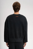Erkek Oversized Washed Distressed Sweatshirt - Siyah