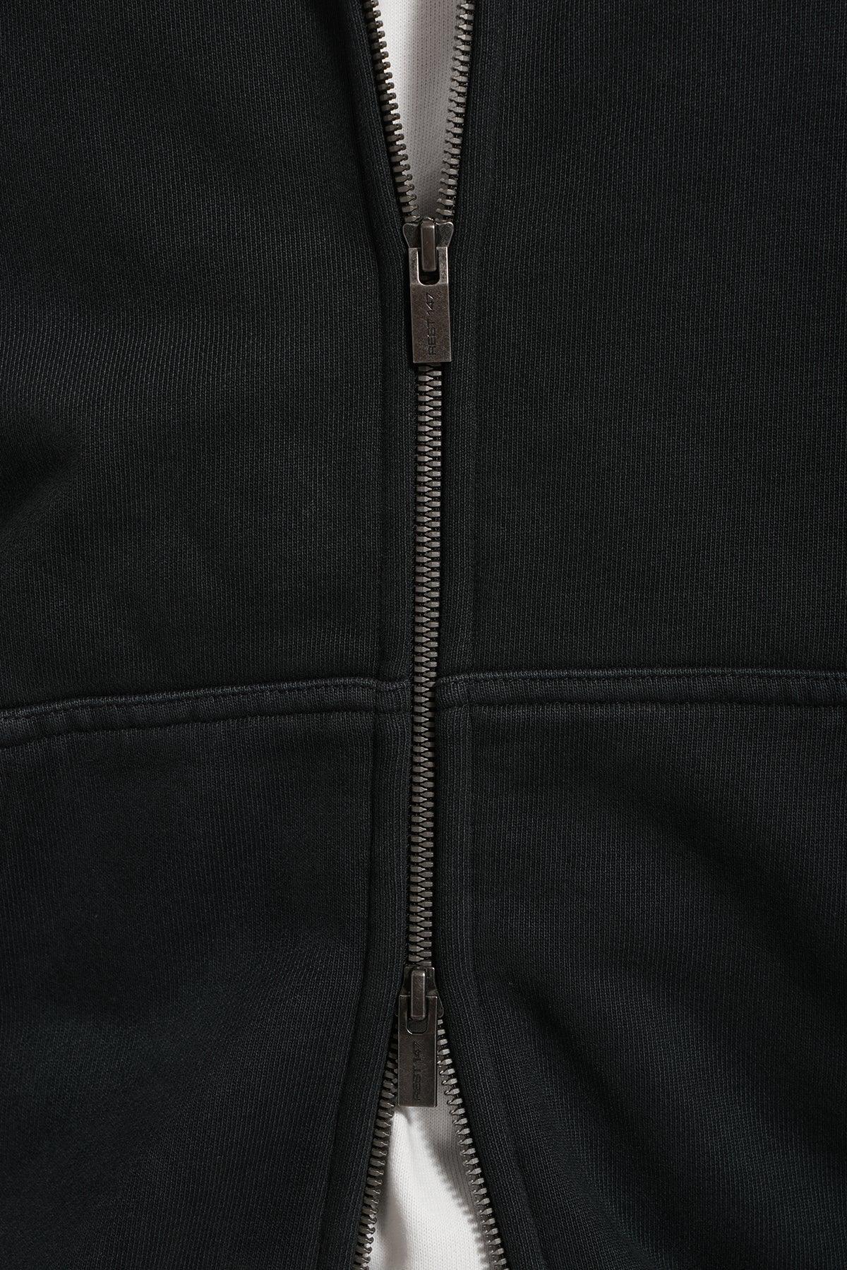 Erkek Oversized Washed Zip Hoodie - Siyah