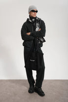 Erkek Oversized Washed Zip Hoodie - Siyah