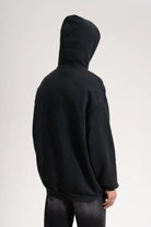 Erkek Oversized Washed Embroidered Hoodie - Siyah
