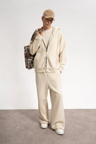 Erkek Baggy Fit Washed Sweatpants - Bej