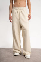 Erkek Baggy Fit Washed Sweatpants - Bej